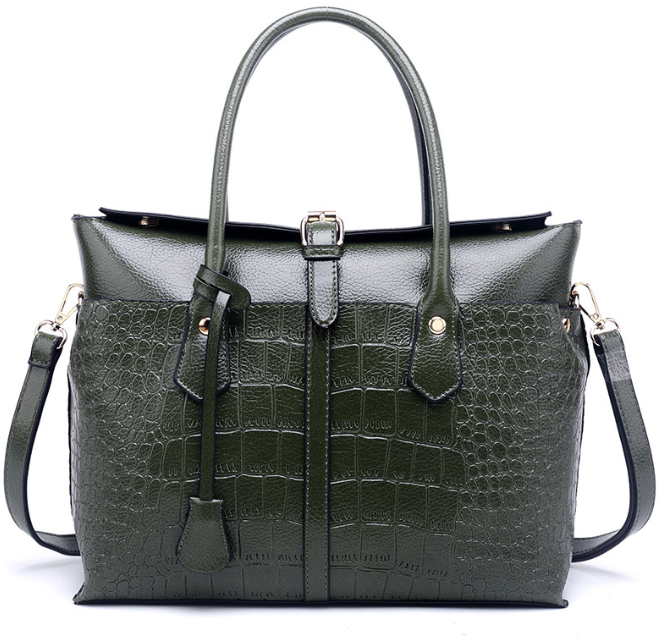 Large Capacity Fashion Tote Bag with Crocodile Pattern