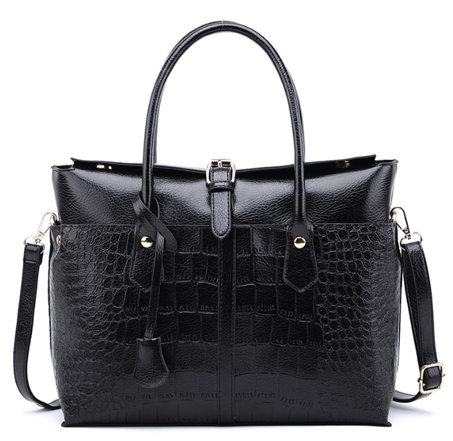 Large Capacity Fashion Tote Bag with Crocodile Pattern