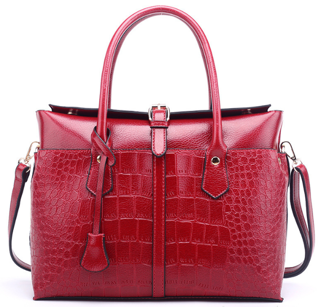 Large Capacity Fashion Tote Bag with Crocodile Pattern