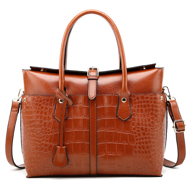 Large Capacity Fashion Tote Bag with Crocodile Pattern