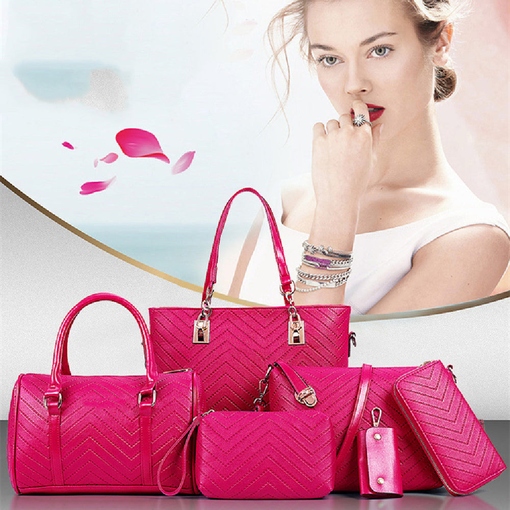 Trendy Embossed Six-Piece Mother Bag Set